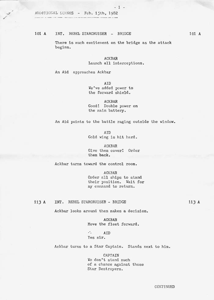 Revenge of the Jedi Script